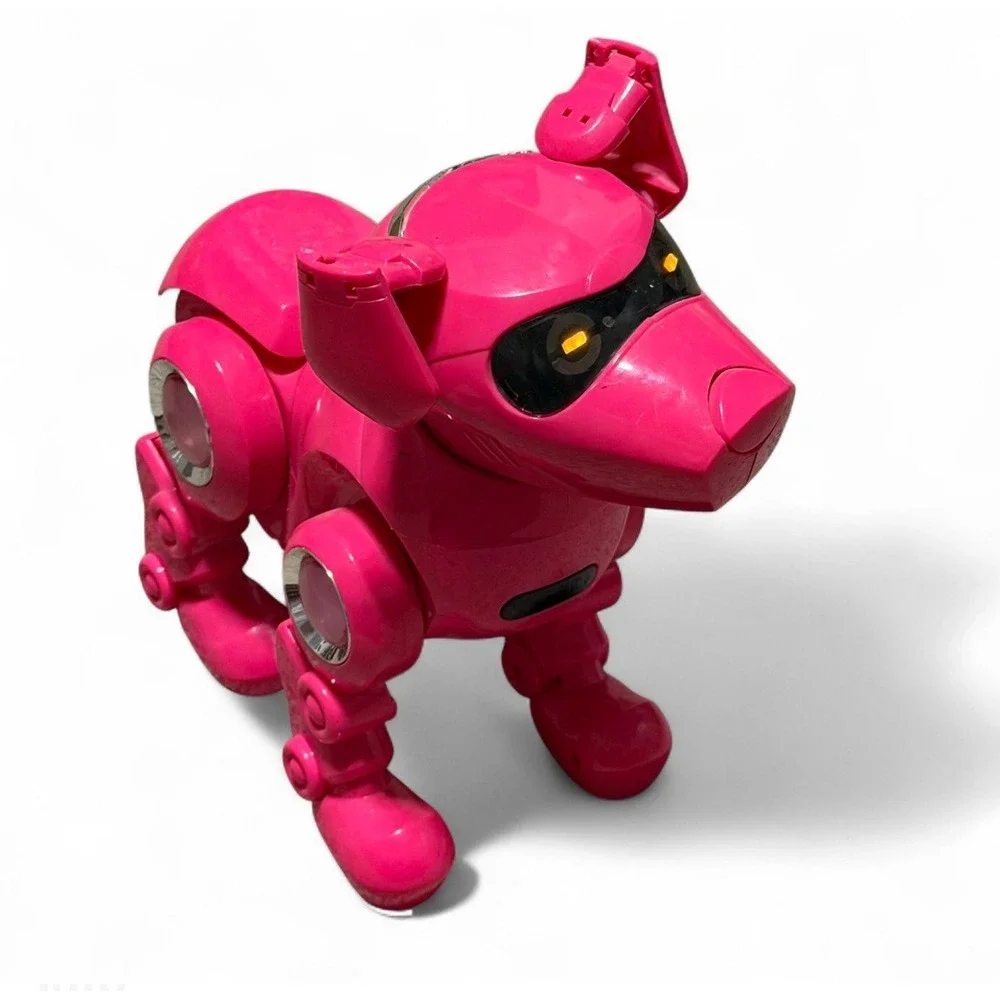 Vintage Pink Robot Dog Interactive Electronic Toy Light Up Eyes Tested Works